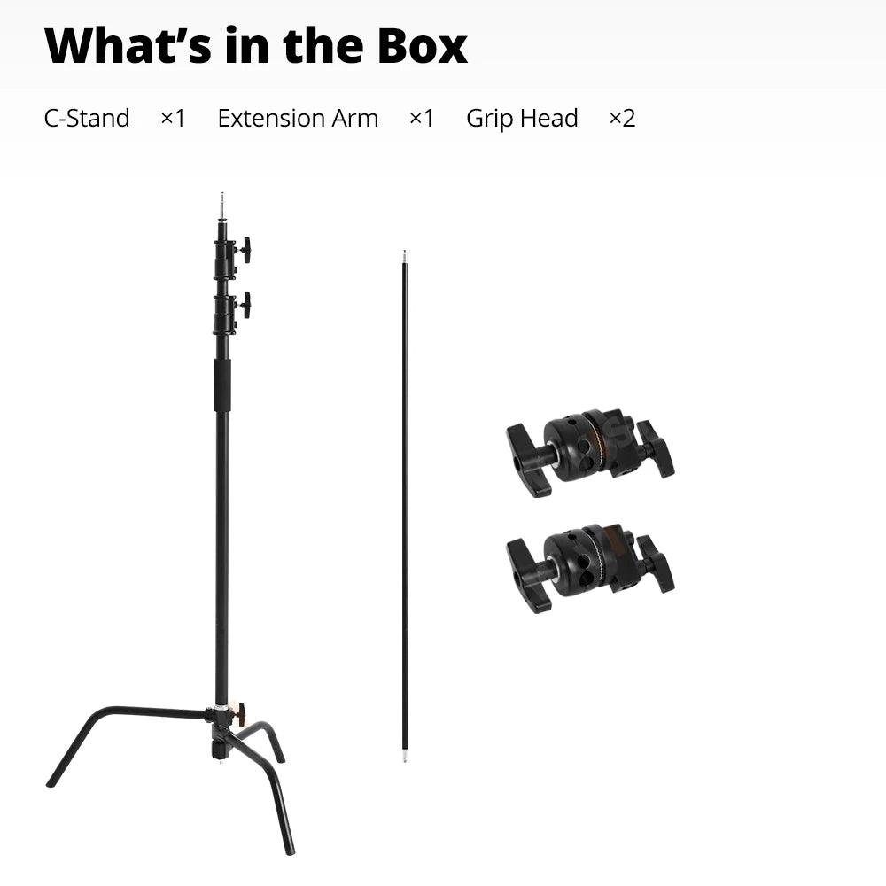 Buy 150-330cm Black Heavy Duty C-Stand Adjustable Light Stand Load 20KG Capacity discounted | Products On Sale Australia