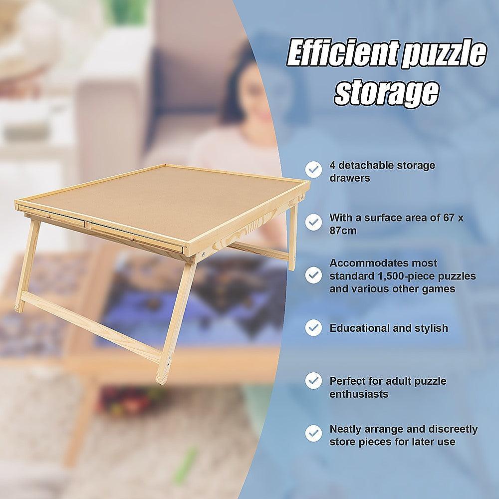 Buy 1500 Piece Puzzle Board, 70cm x 90cm Wooden Jigsaw Puzzle Table with Legs discounted | Products On Sale Australia