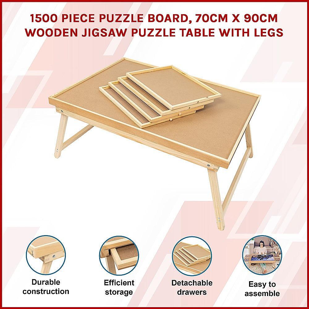 Buy 1500 Piece Puzzle Board, 70cm x 90cm Wooden Jigsaw Puzzle Table with Legs discounted | Products On Sale Australia