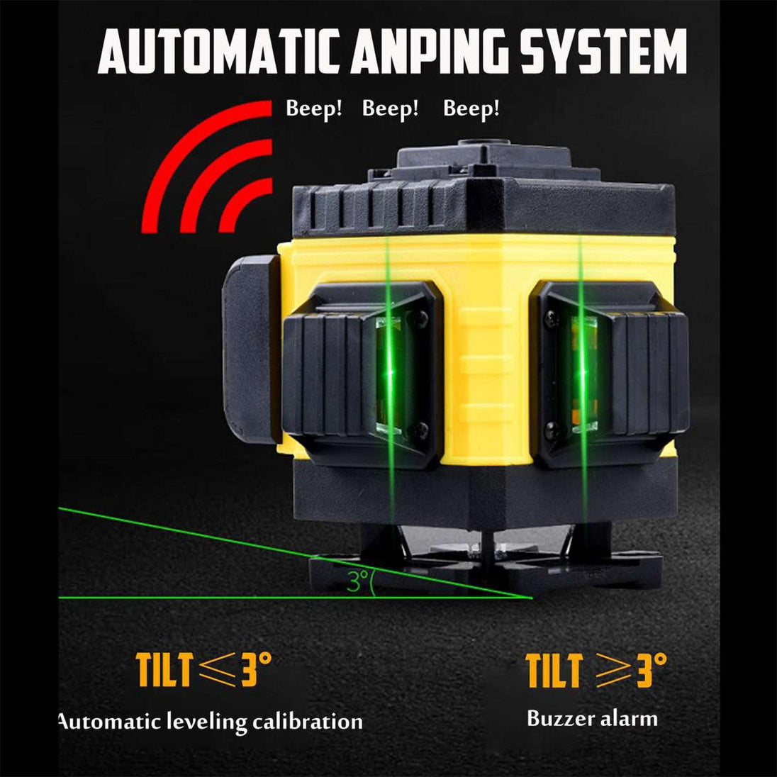 Buy 16 Line Laser Level 4D Green Light Auto Self Leveling 360 degree Rotary Cross discounted | Products On Sale Australia