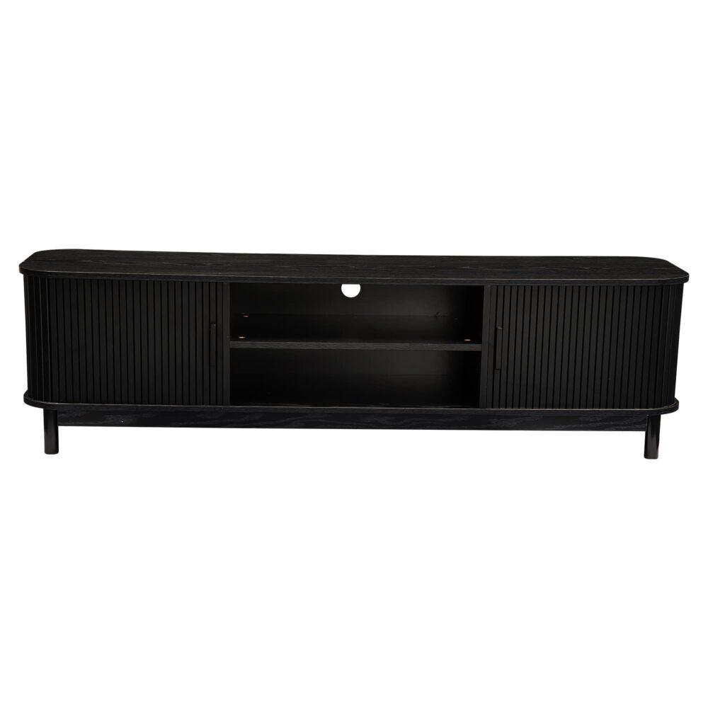 Buy 160cm Ribbed Black Entertainment Unit discounted | Products On Sale Australia