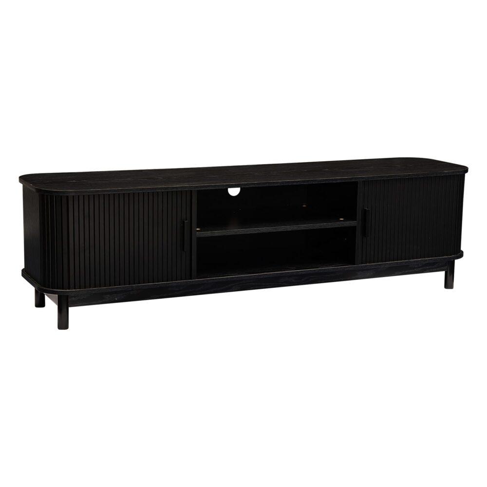 Buy 160cm Ribbed Black Entertainment Unit discounted | Products On Sale Australia