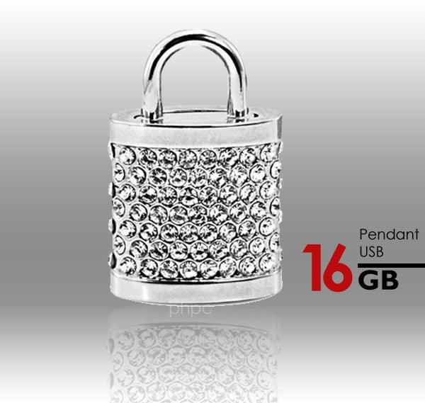 Buy 16GB Crystal Lock Pendant USB Flash Drive Pen Stick Memory (Silver) discounted | Products On Sale Australia