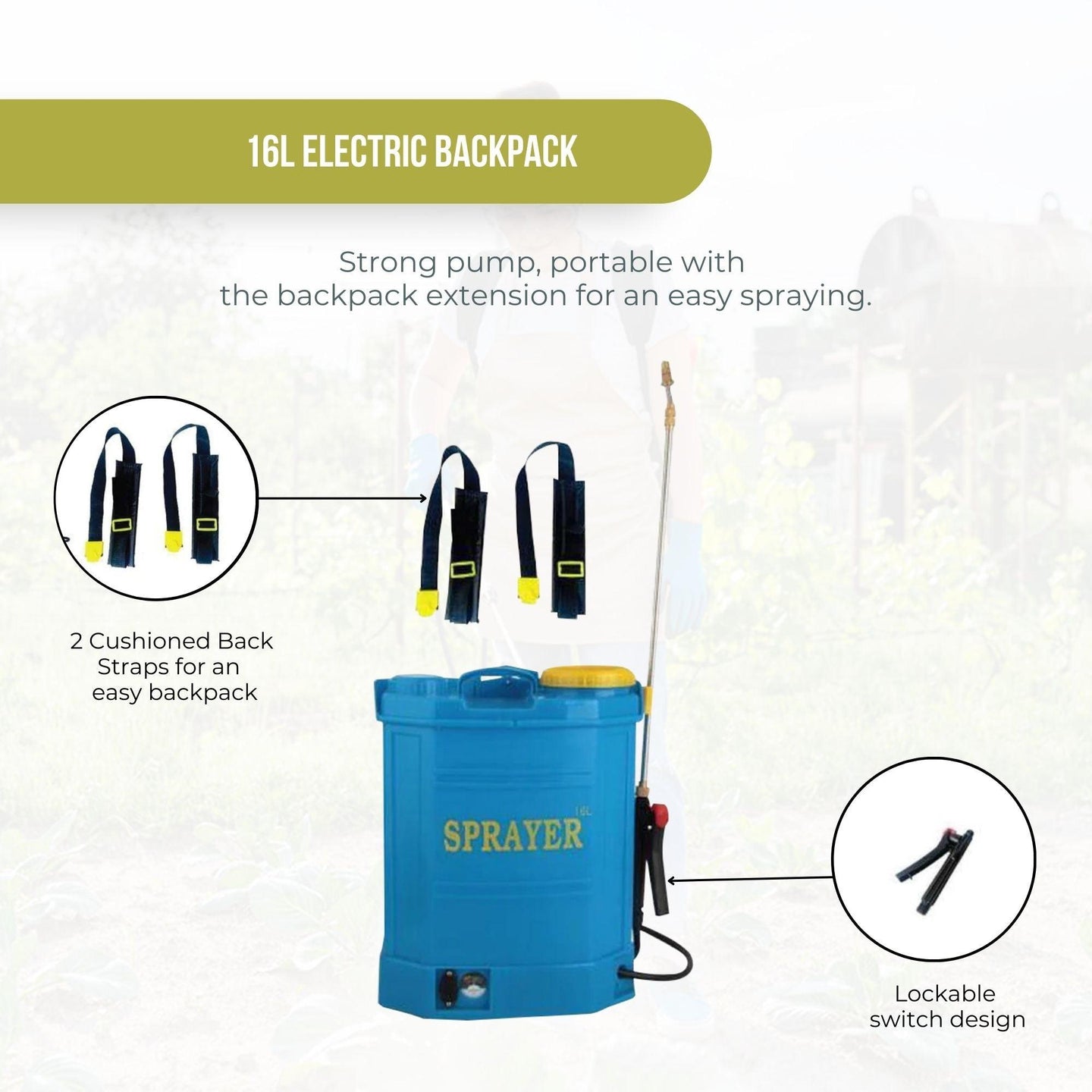 Buy 16L Rechargeable Backpack Pressure Sprayer - Portable Electric Garden Weed Pump discounted | Products On Sale Australia