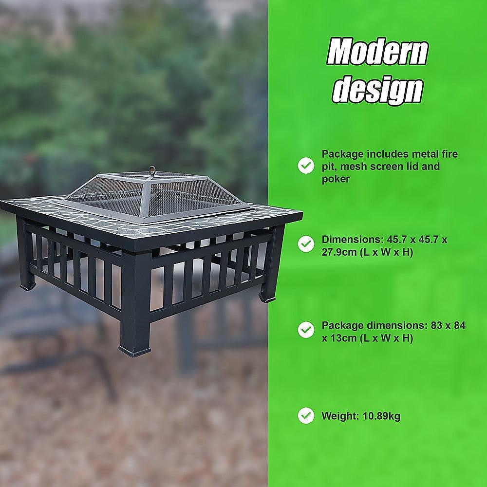 Buy 18" Square Metal Fire Pit Outdoor Heater discounted | Products On Sale Australia