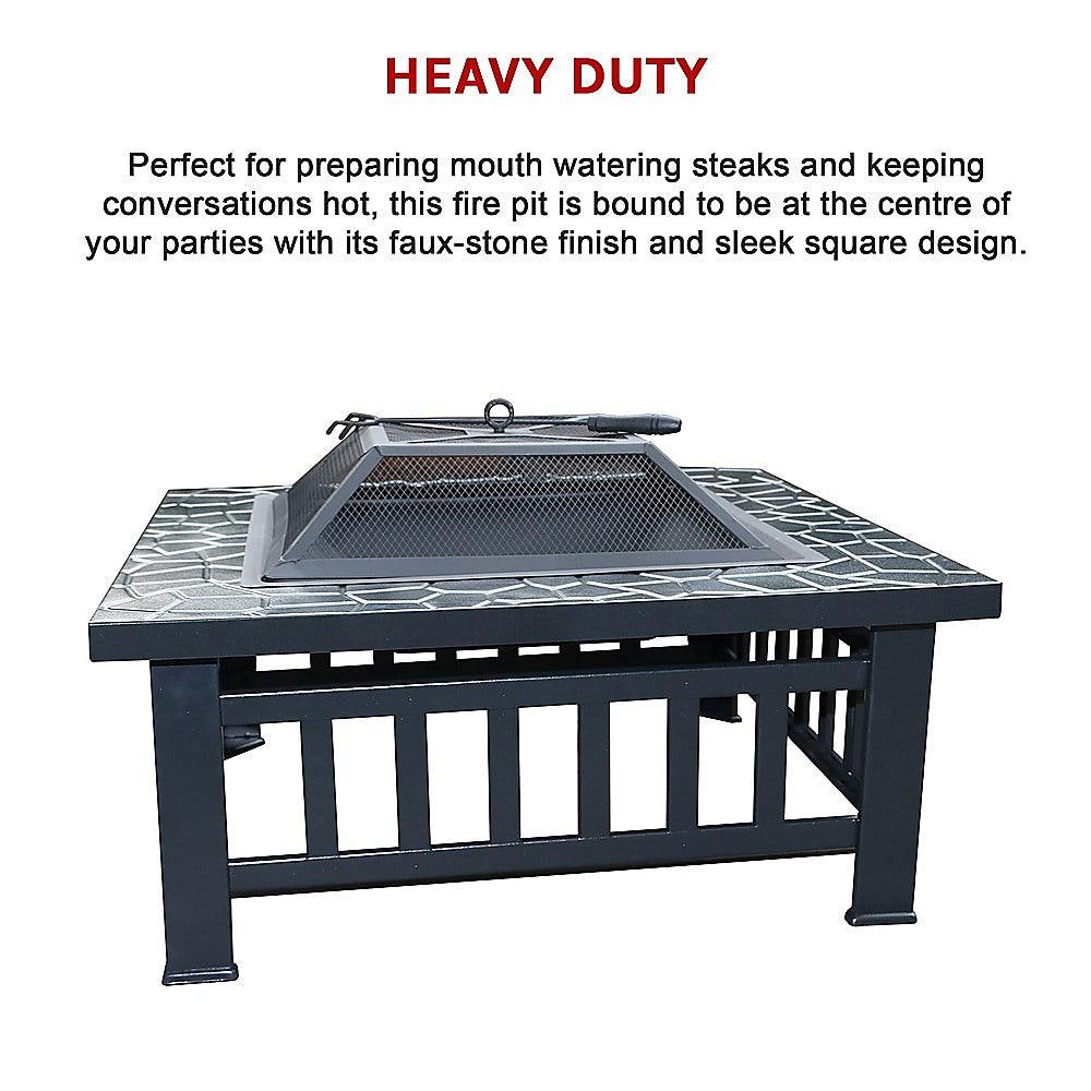 Buy 18" Square Metal Fire Pit Outdoor Heater discounted | Products On Sale Australia