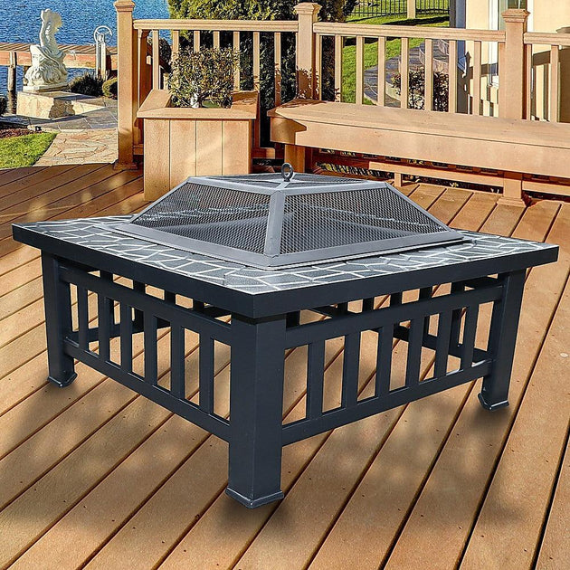 Buy 18" Square Metal Fire Pit Outdoor Heater discounted | Products On Sale Australia