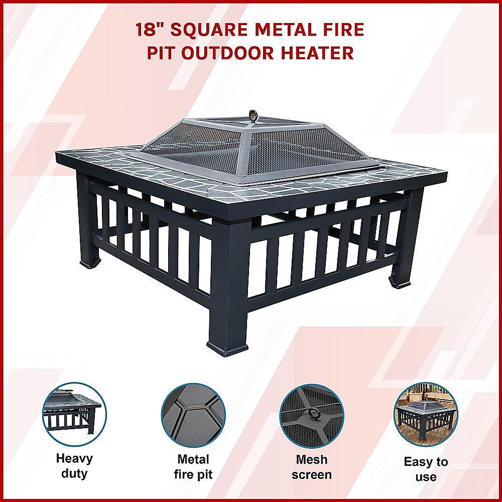 Buy 18" Square Metal Fire Pit Outdoor Heater discounted | Products On Sale Australia