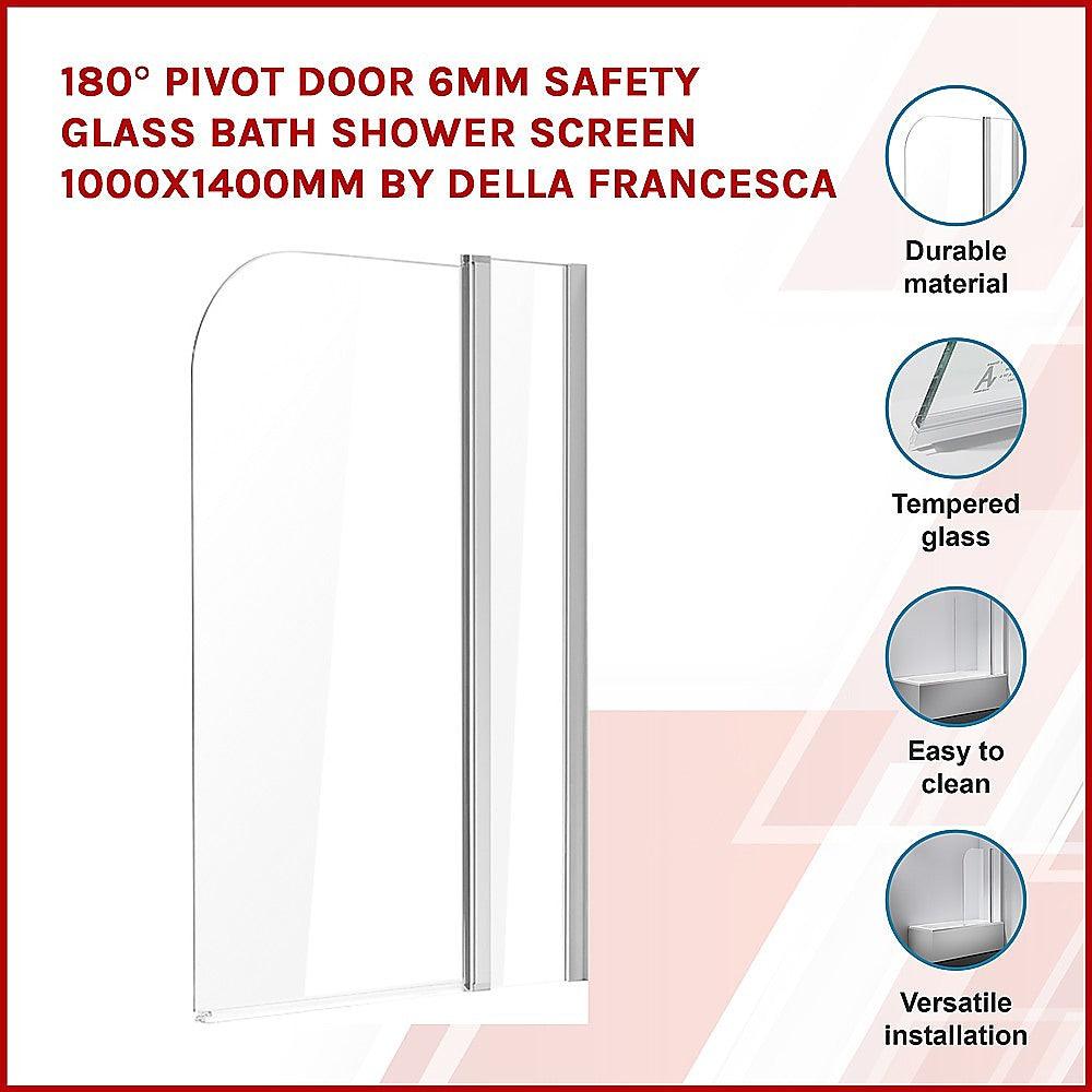 Buy 180 Degree Pivot Door 6mm Safety Glass Bath Shower Screen 1000x1400mm By Della Francesca discounted | Products On Sale Australia