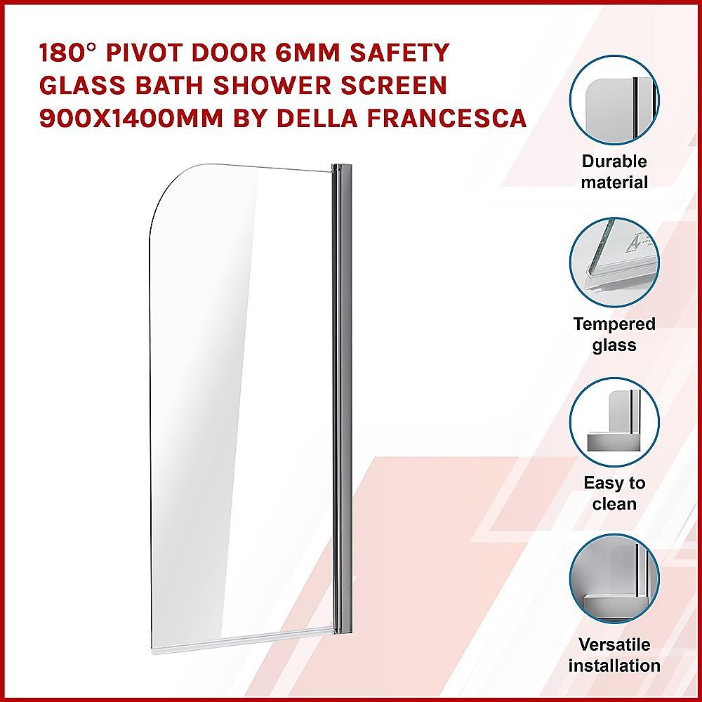 Buy 180 Degree Pivot Door 6mm Safety Glass Bath Shower Screen 900x1400mm By Della Francesca discounted | Products On Sale Australia