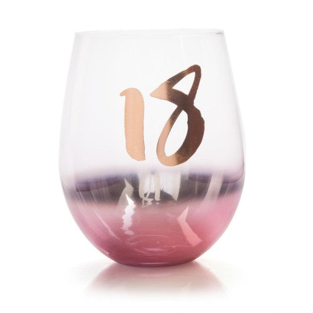 Buy 18th Birthday Blush Stemless Glass discounted | Products On Sale Australia