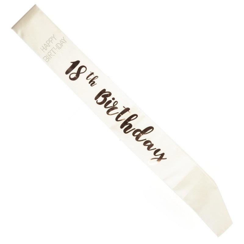 Buy 18th Birthday Rose Gold on White Sash discounted | Products On Sale Australia