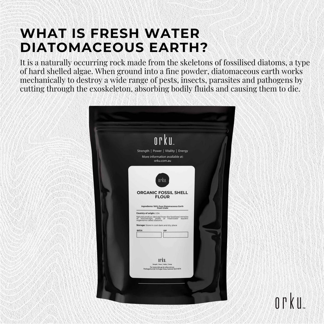 Buy 1Kg Organic Fine Diatomaceous Earth - Food Grade Fossil Shell Flour Powder discounted | Products On Sale Australia