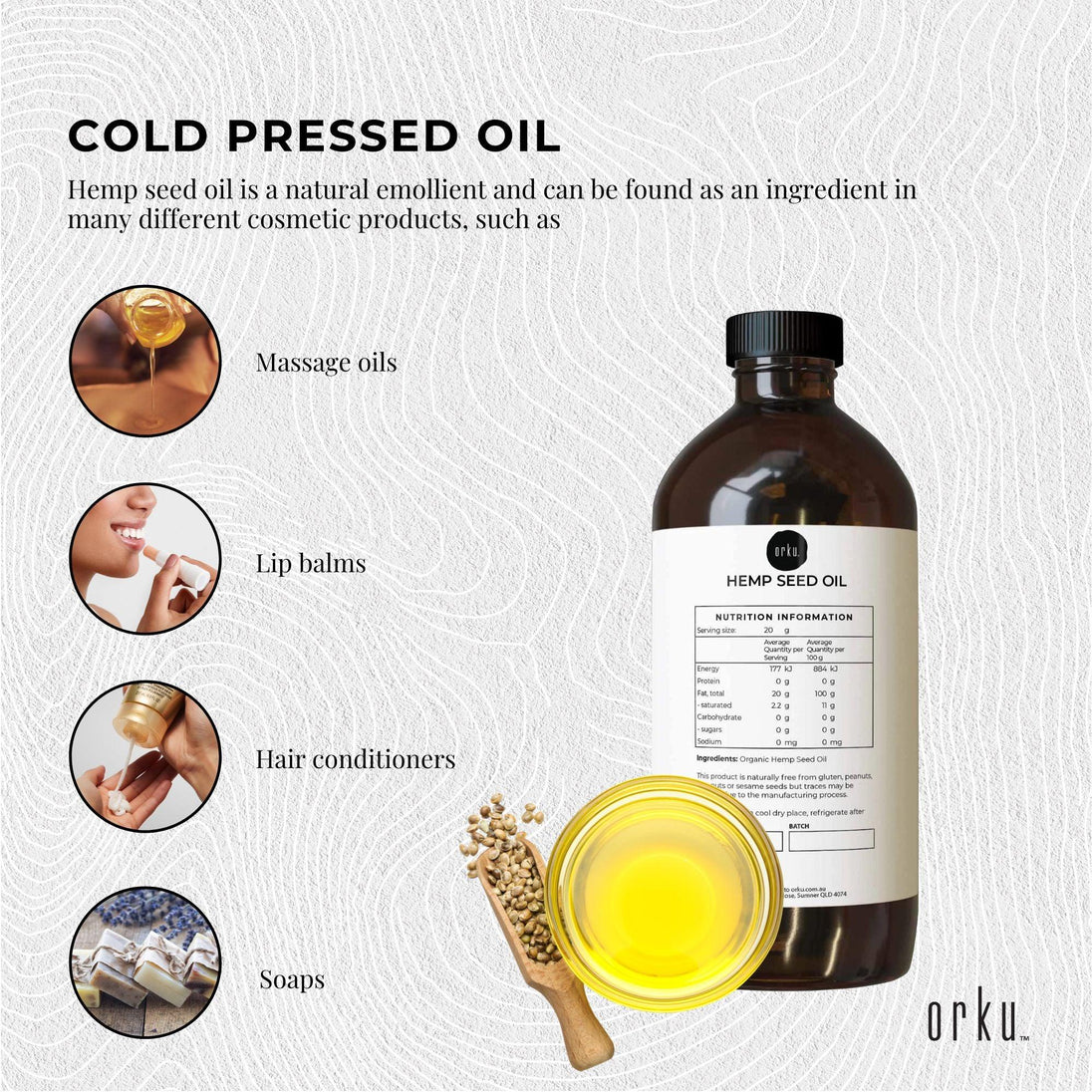 Buy 1L Organic Hemp Seed Oil - Cold Pressed Food Grade Healthy Oils Foods discounted | Products On Sale Australia