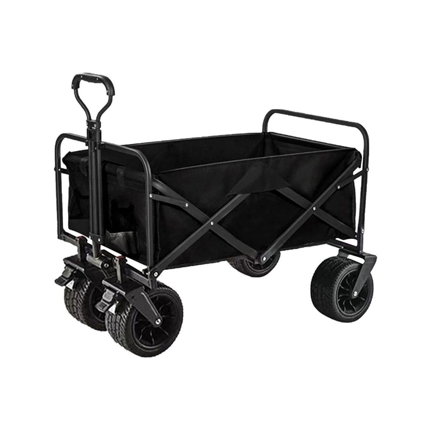 Buy 1PC Foldable Shopping Cart ( Black ), Heavy Duty Collapsible Wagon with All-Terrain 10cm Wheels, Load 150kg, Portable 160 Liter Large Capacity Beach Wagon, Camping, Garden, Beach Day, Picnics, Shopping, Outdoor Grocery Cart with Adjustable Handle discounted | Products On Sale Australia