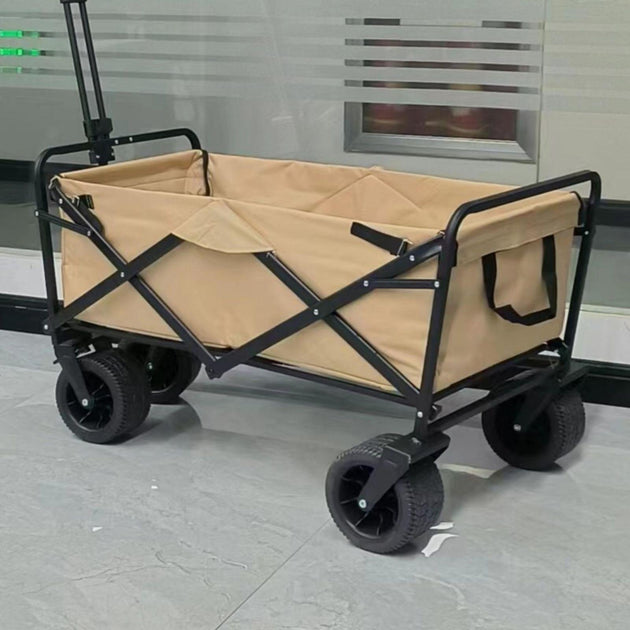 1PC Foldable Shopping Cart ( Khaki ), Heavy Duty Collapsible Wagon with All-Terrain 10cm Wheels, Load 150kg, Portable 160 Liter Large Capacity Beach Wagon, Camping, Garden, Beach Day, Picnics, Shopping, Outdoor Grocery Cart with Adjustable Handle Products On Sale Australia | Outdoor > Camping Category