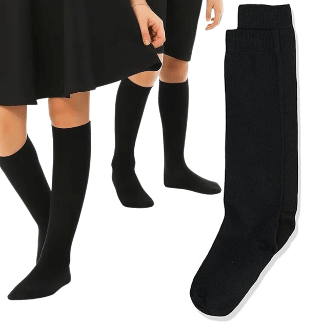 Buy 1x Pair School Uniform Knee High Socks Cotton Rich Girls Boys Kids - Black - 13-3 (8-10 Years Old) discounted | Products On Sale Australia