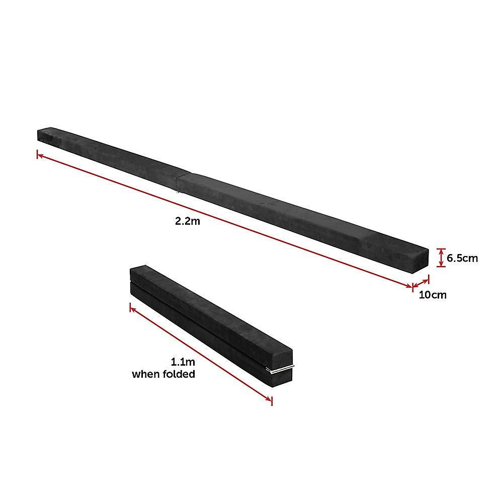 Buy 2.2m Gymnastics Folding Balance Beam Black Synthetic Suede discounted | Products On Sale Australia