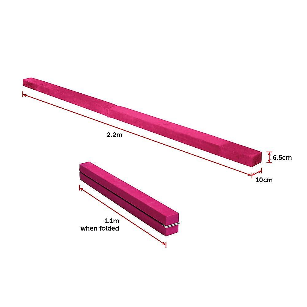 Buy 2.2m Gymnastics Folding Balance Beam Pink Synthetic Suede discounted | Products On Sale Australia