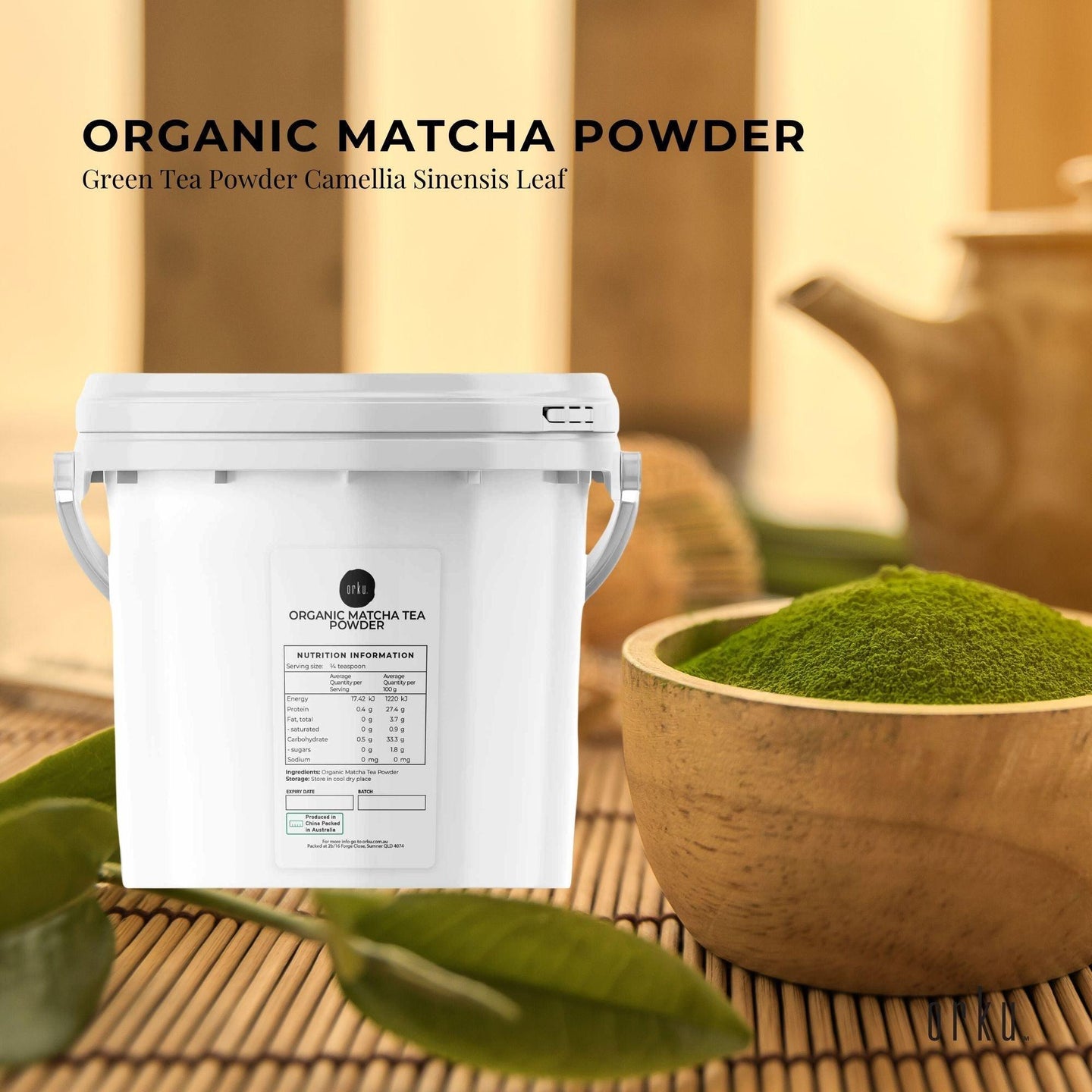 Buy 2.5Kg Organic Matcha Powder Tub Bucket Camellia Sinensis Green Tea Leaf discounted | Products On Sale Australia