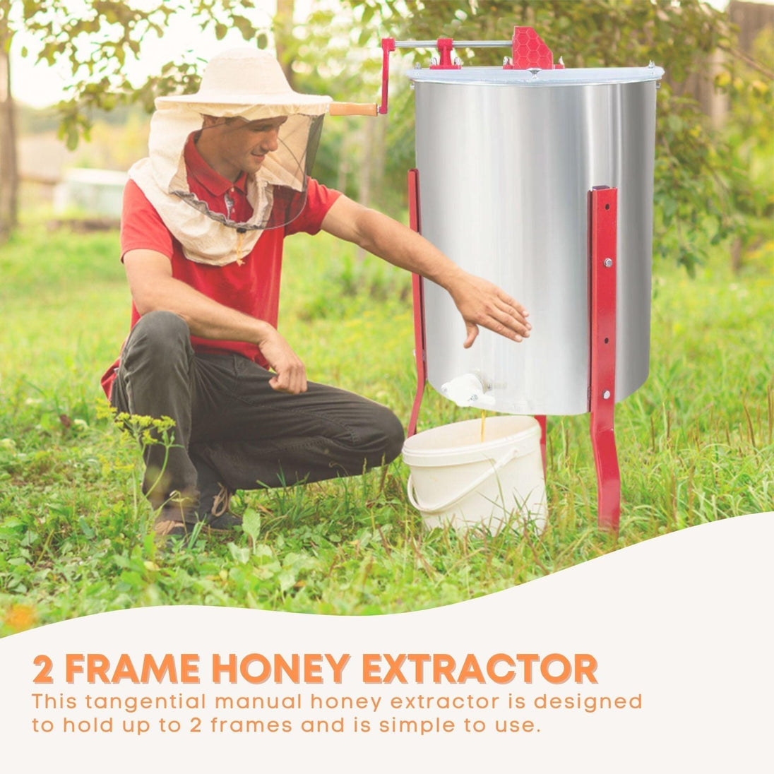 Buy 2 Frame Honey Extractor Stainless Manual Spinner Crank Honey Bee Hive Beekeeping discounted | Products On Sale Australia