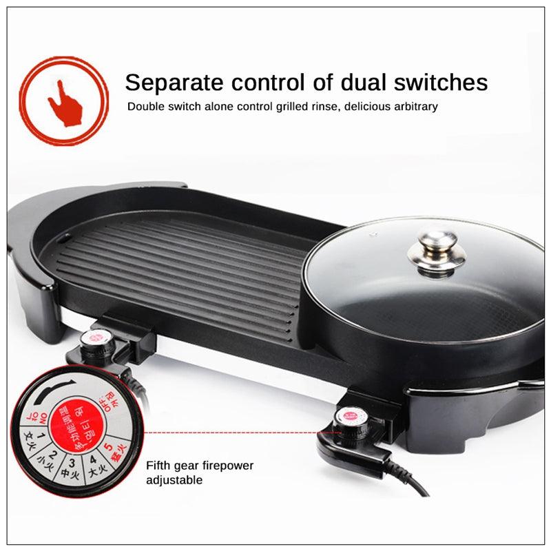 Buy 2 in 1 BBQ Barbecue Electronic Pan Grill Teppanyaki Hot Pot Hotpot Steamboat discounted | Products On Sale Australia