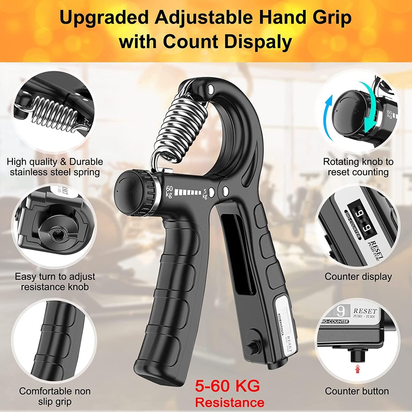 Buy 2 Pack Adjustable Hand Grip Strengthener for Hand Grip Strength and Wrist Rehabilitation (Resistance 5-60 kg) discounted | Products On Sale Australia