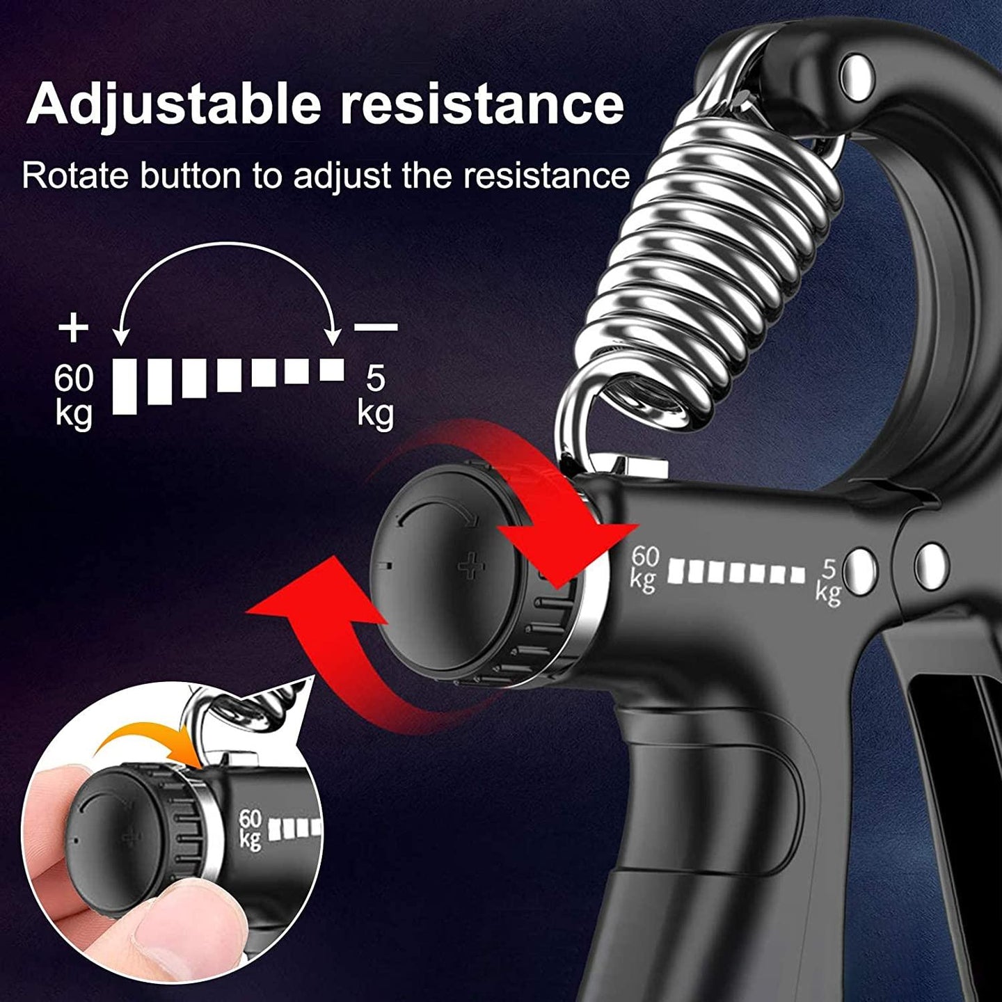 Buy 2 Pack Adjustable Hand Grip Strengthener for Hand Grip Strength and Wrist Rehabilitation (Resistance 5-60 kg) discounted | Products On Sale Australia