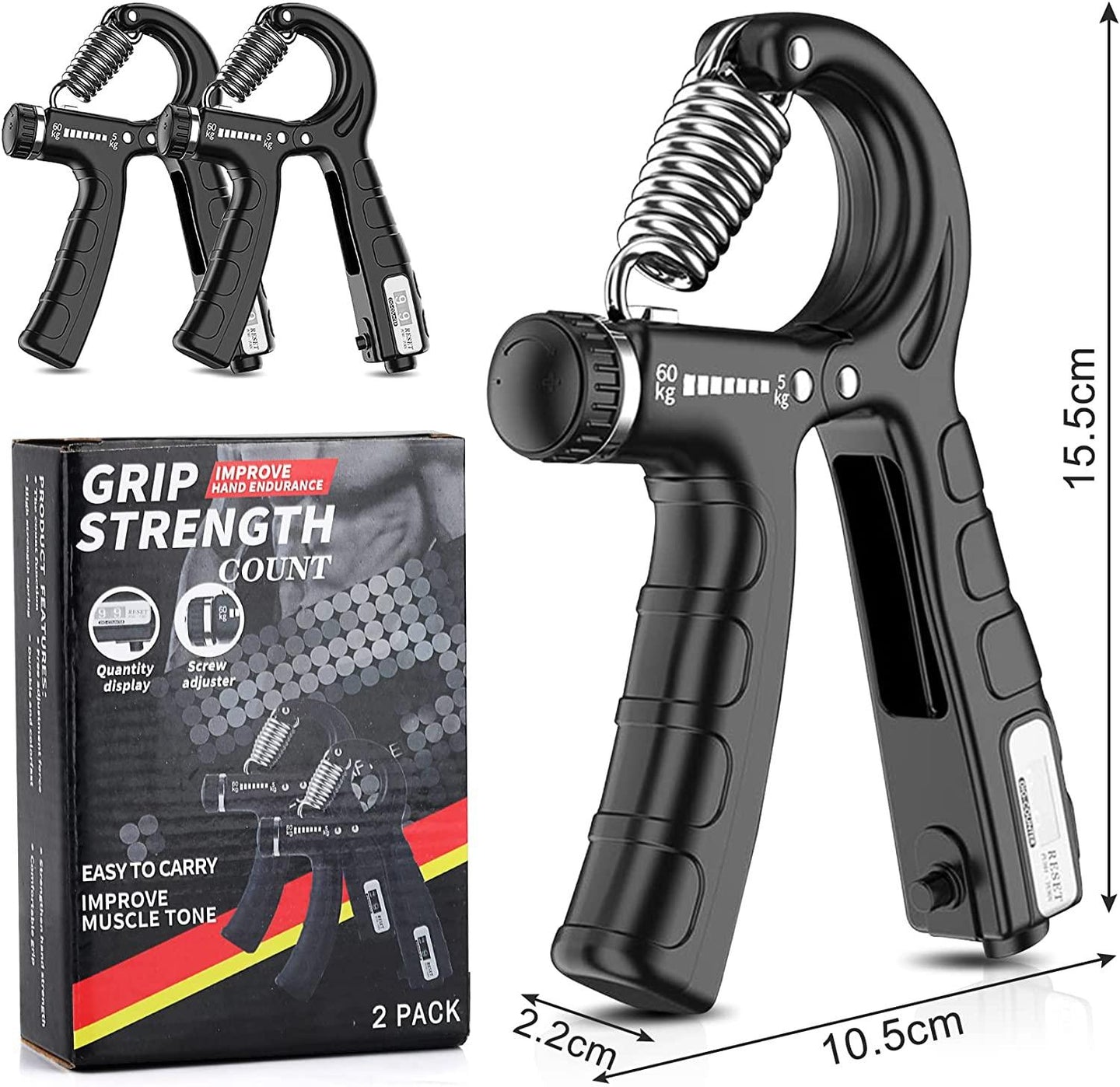 Buy 2 Pack Adjustable Hand Grip Strengthener for Hand Grip Strength and Wrist Rehabilitation (Resistance 5-60 kg) discounted | Products On Sale Australia