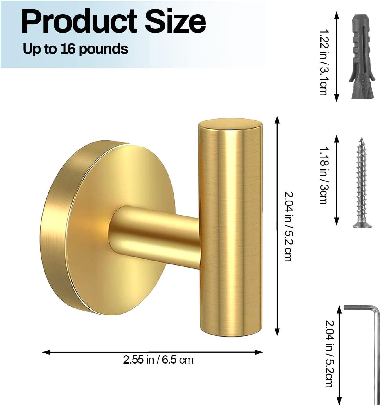 Buy 2 Pcs Wall Mount Bathroom Towel Hooks Holder Cloth Hanger Hook Kitchen Door Hanger Gold discounted | Products On Sale Australia