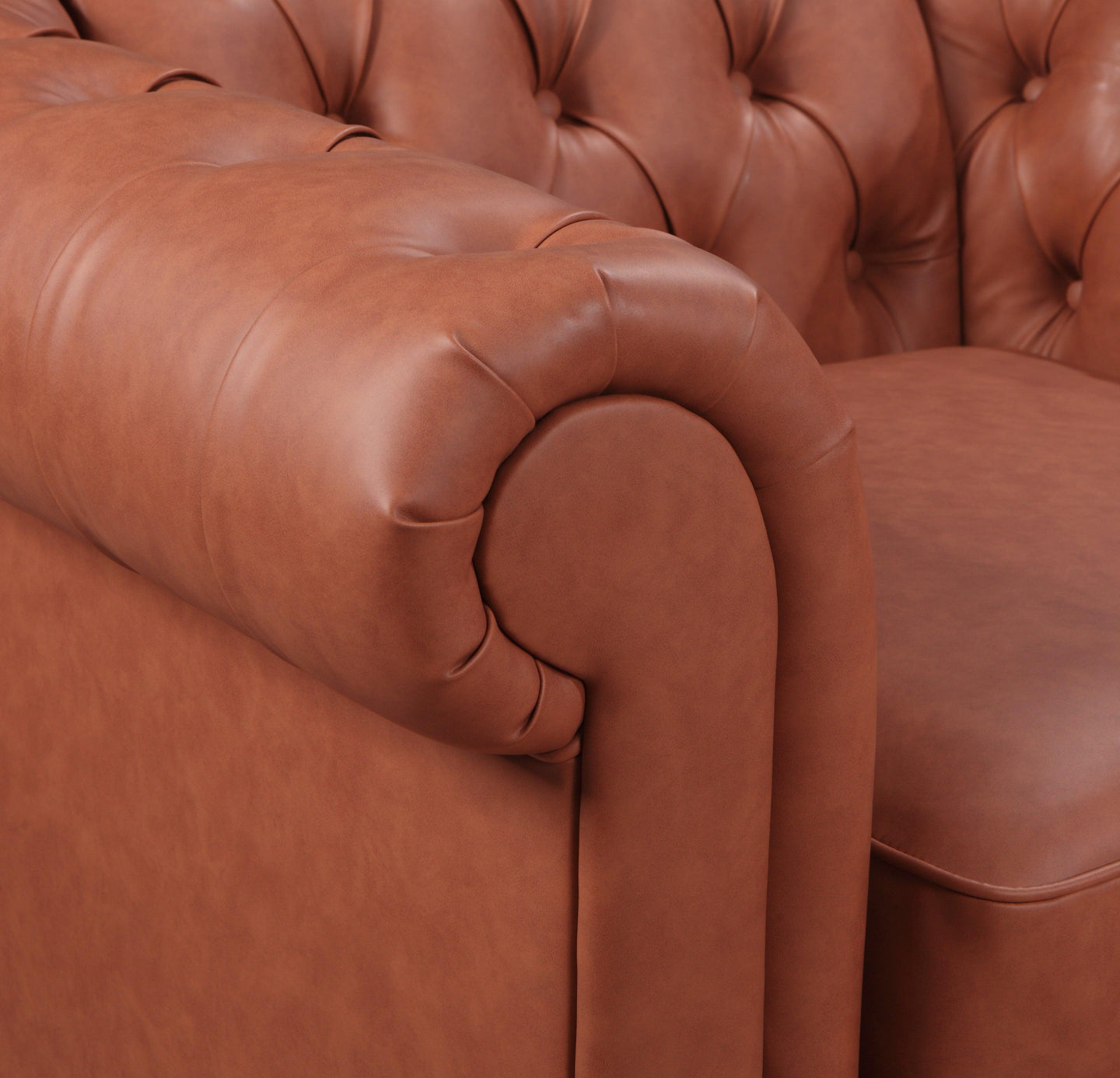 Buy 2 Seater Brown Sofa Lounge Chesterfireld Style Button Tufted in Faux Leather discounted | Products On Sale Australia