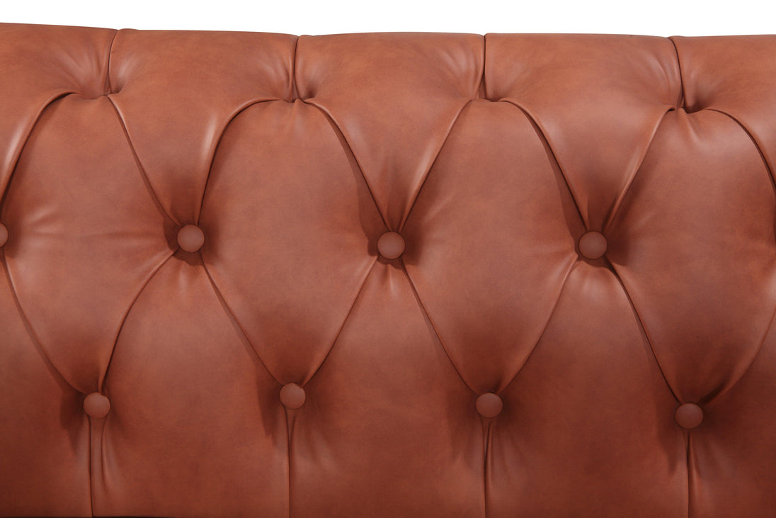 Buy 2 Seater Brown Sofa Lounge Chesterfireld Style Button Tufted in Faux Leather discounted | Products On Sale Australia