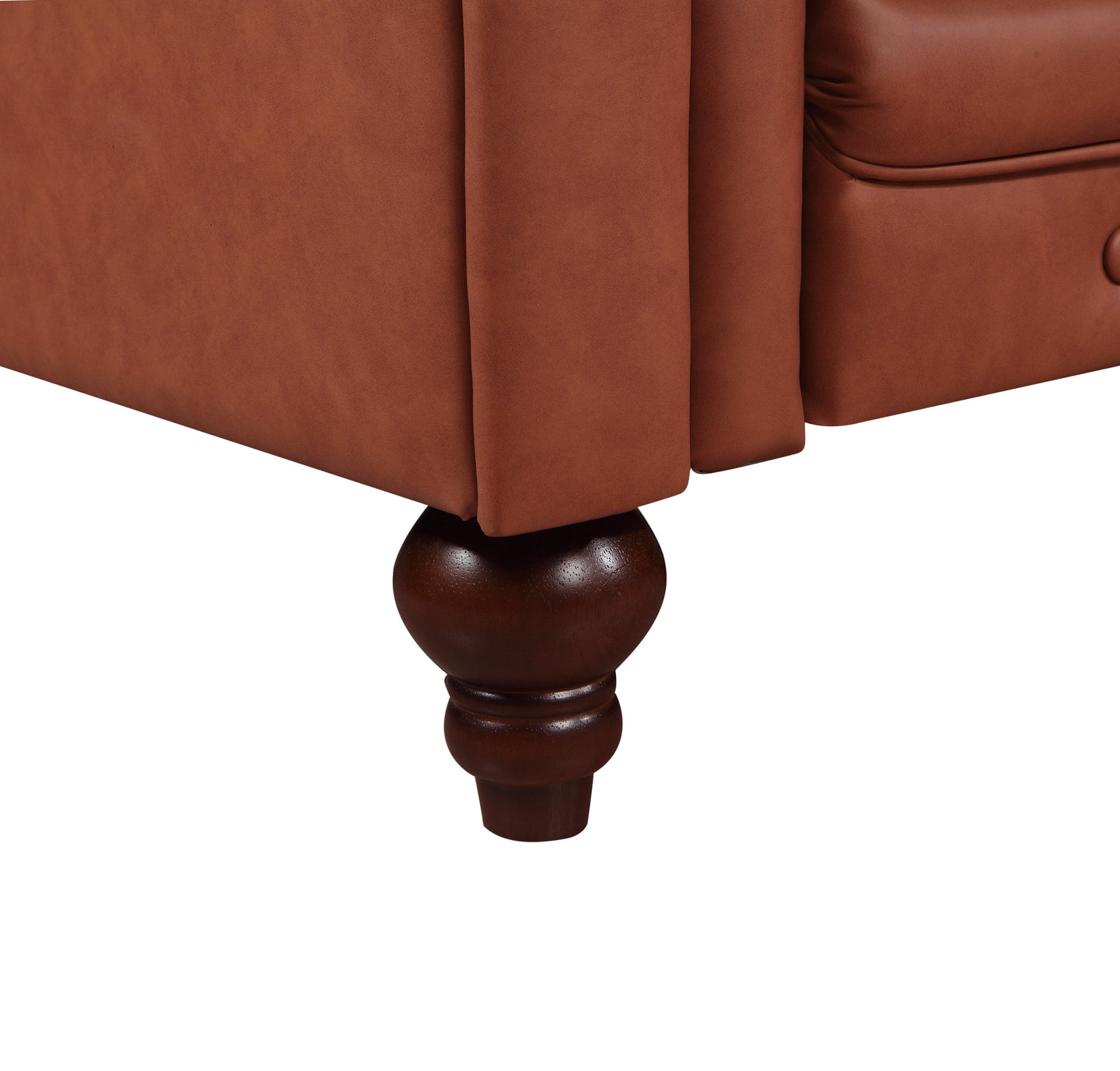 Buy 2 Seater Brown Sofa Lounge Chesterfireld Style Button Tufted in Faux Leather discounted | Products On Sale Australia