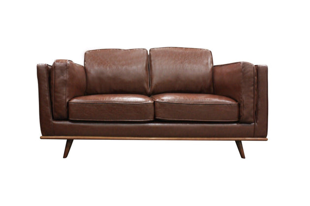 Buy 2 Seater Faux Leather Sofa Brown Modern Lounge Set for Living Room Couch with Wooden Frame discounted | Products On Sale Australia