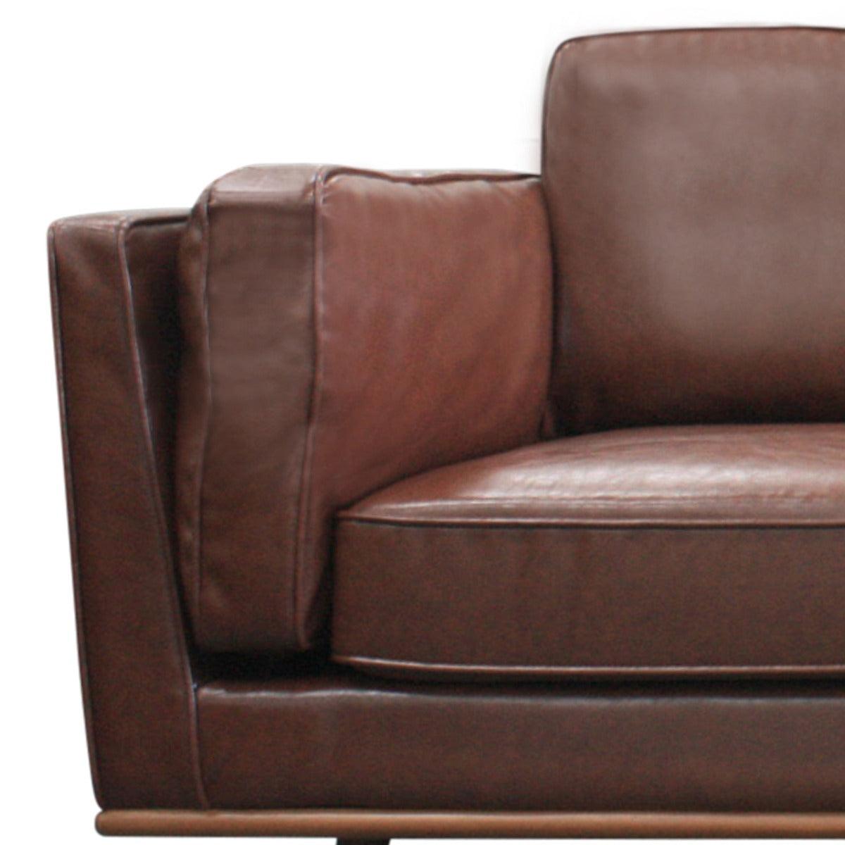 Buy 2 Seater Faux Leather Sofa Brown Modern Lounge Set for Living Room Couch with Wooden Frame discounted | Products On Sale Australia