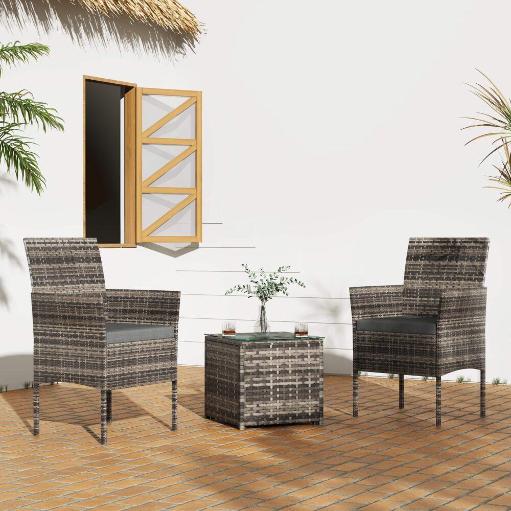 Buy 2 Seater PE Rattan Outdoor Furniture Chat Set- Mixed Grey discounted | Products On Sale Australia