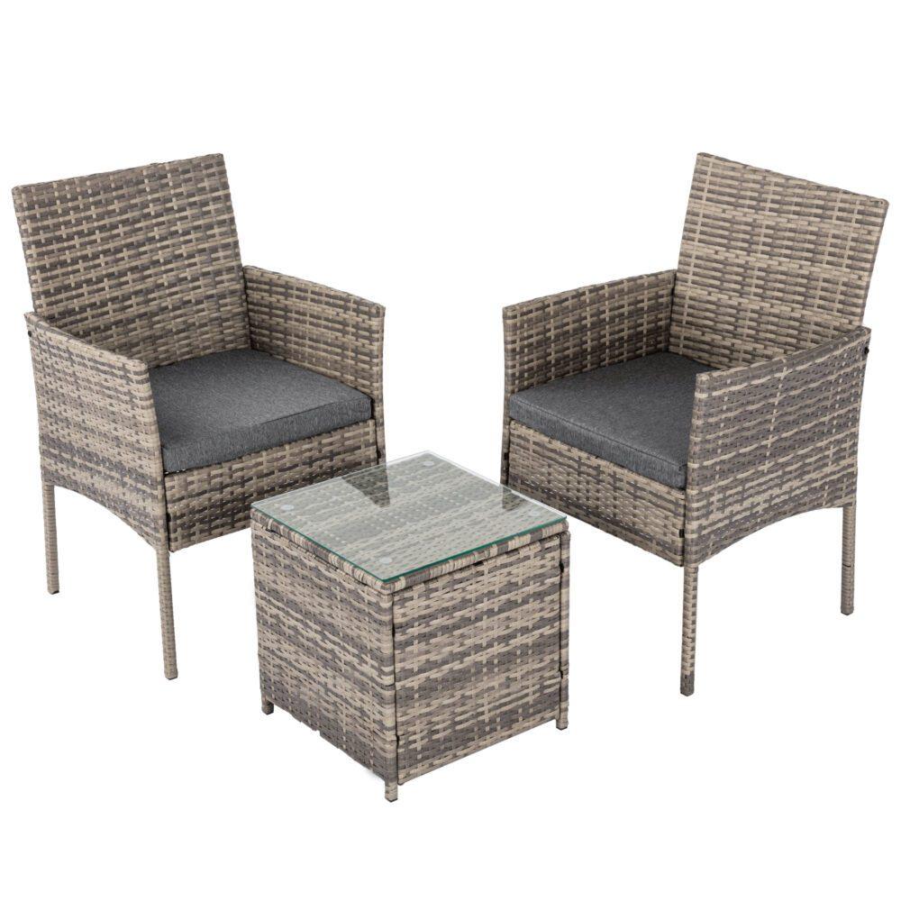 Buy 2 Seater PE Rattan Outdoor Furniture Chat Set- Mixed Grey discounted | Products On Sale Australia