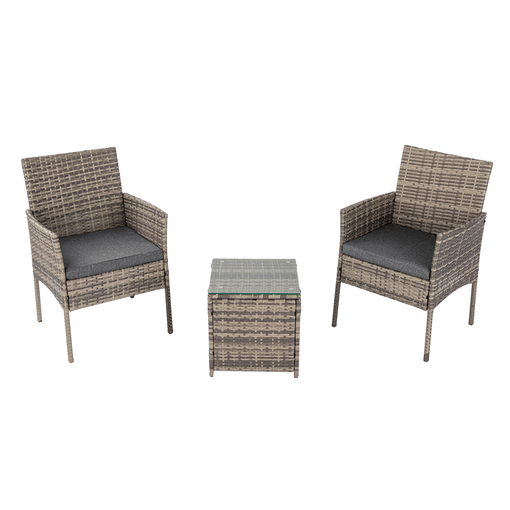 Buy 2 Seater PE Rattan Outdoor Furniture Chat Set- Mixed Grey discounted | Products On Sale Australia