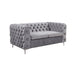 Buy 2 Seater Sofa Classic Button Tufted Lounge in Grey Velvet Fabric with Metal Legs discounted | Products On Sale Australia