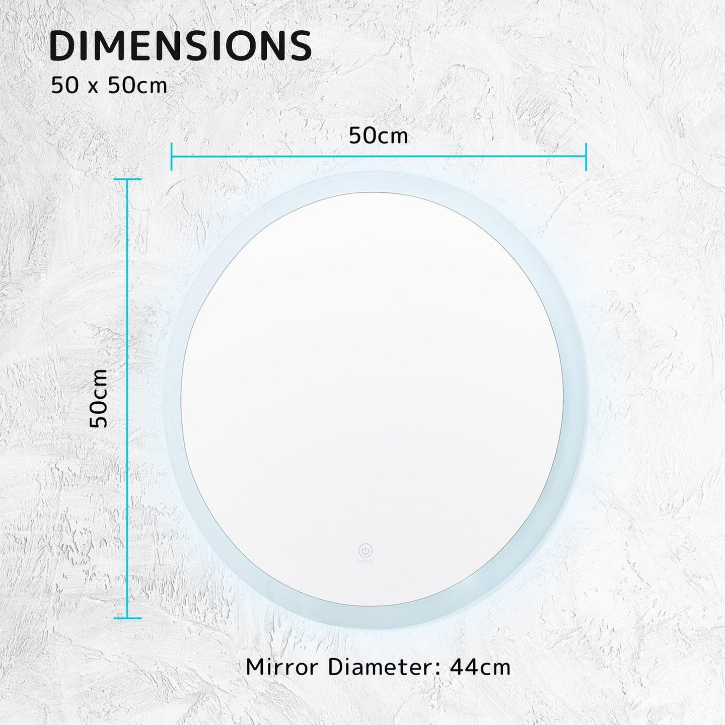 Buy 2 Set LED Wall Mirror Round Anti-Fog Bathroom 50cm discounted | Products On Sale Australia