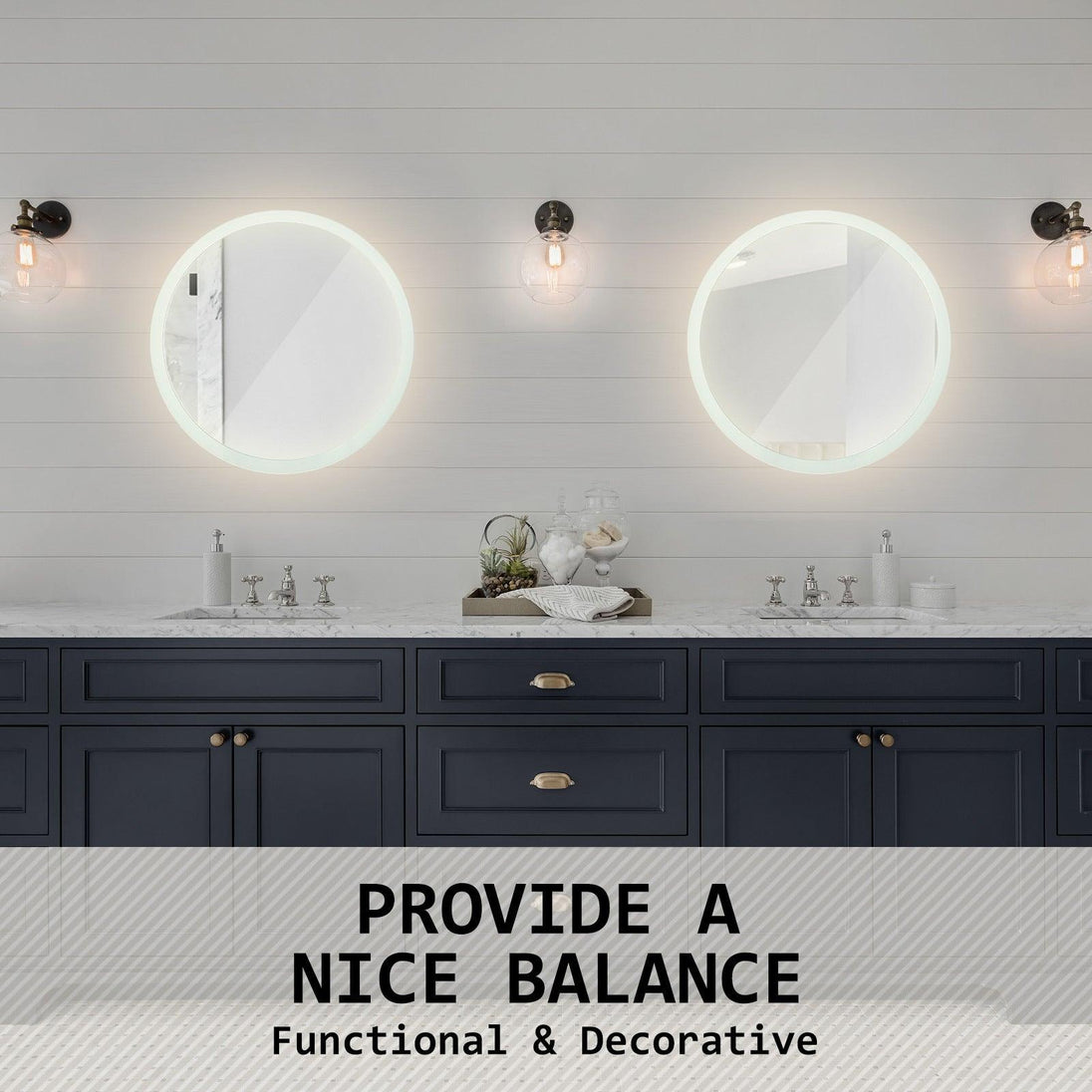 Buy 2 Set LED Wall Mirror Round Anti-Fog Bathroom 50cm discounted | Products On Sale Australia