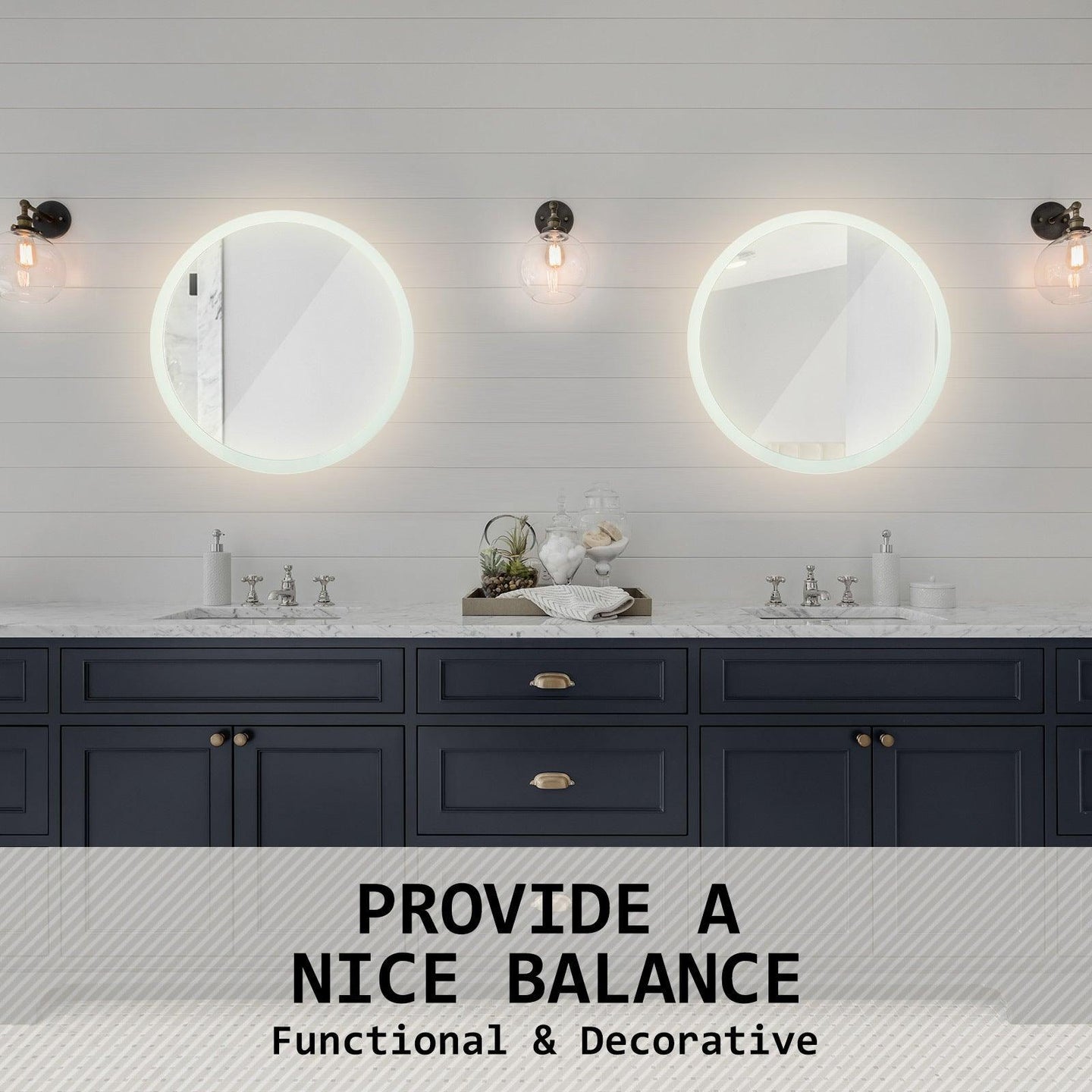 Buy 2 Set LED Wall Mirror Round Anti-Fog Bathroom 50cm discounted | Products On Sale Australia