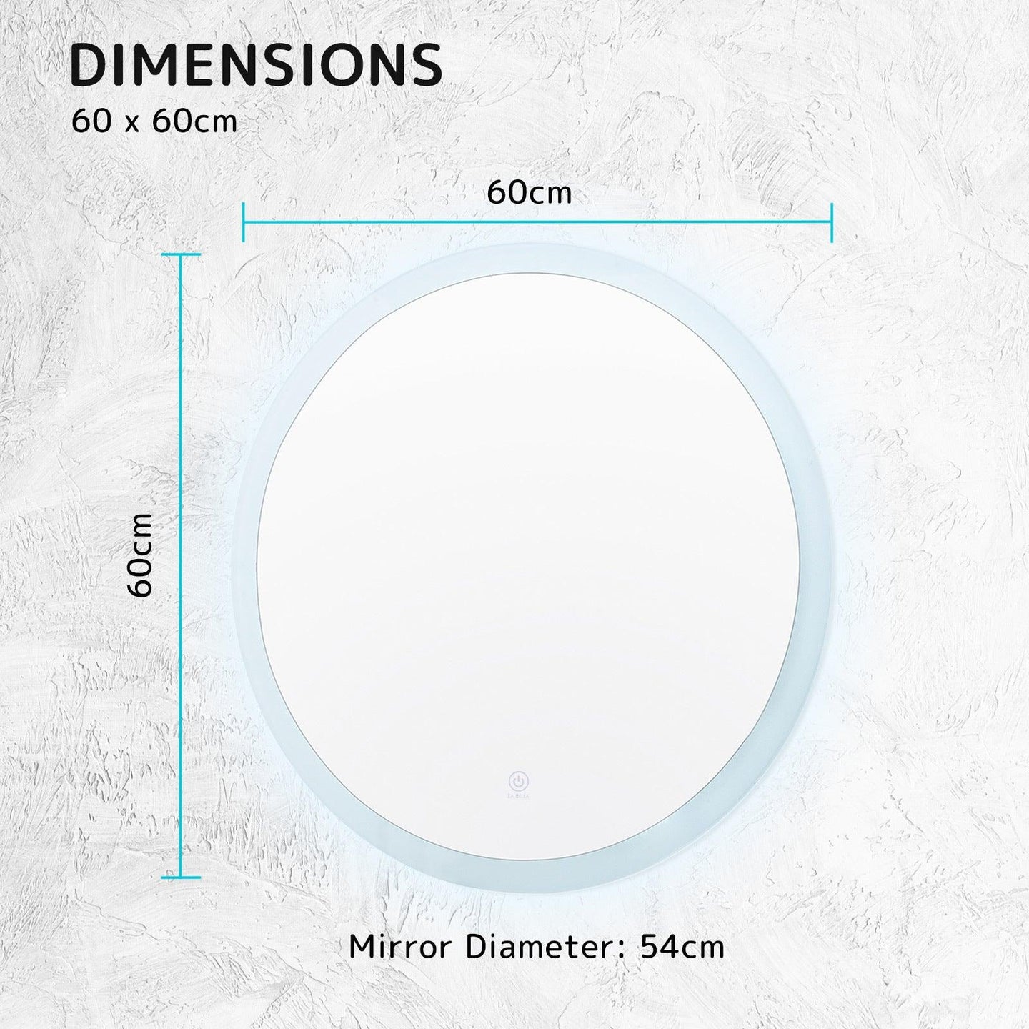 Buy 2 Set LED Wall Mirror Round Anti-Fog Bathroom 60cm discounted | Products On Sale Australia