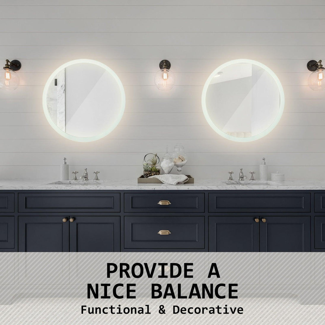 Buy 2 Set LED Wall Mirror Round Anti-Fog Bathroom 60cm discounted | Products On Sale Australia