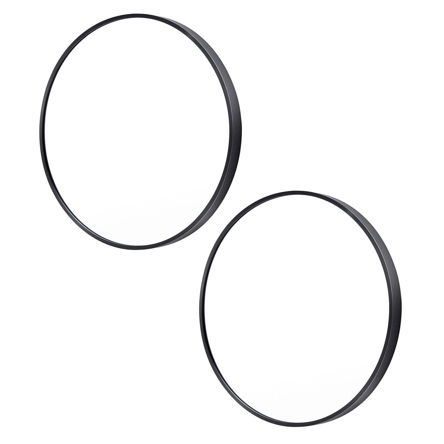 Buy 2 Set Wall Mirror Round Aluminum Frame Bathroom 70cm BLACK discounted | Products On Sale Australia