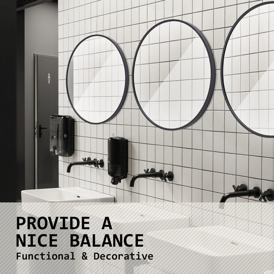 Buy 2 Set Wall Mirror Round Aluminum Frame Bathroom 80cm BLACK discounted | Products On Sale Australia