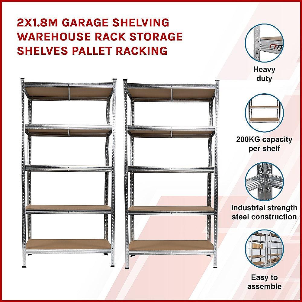 Buy 2 x 1.8M Garage Shelving Warehouse Rack Storage Shelves Pallet Racking discounted | Products On Sale Australia