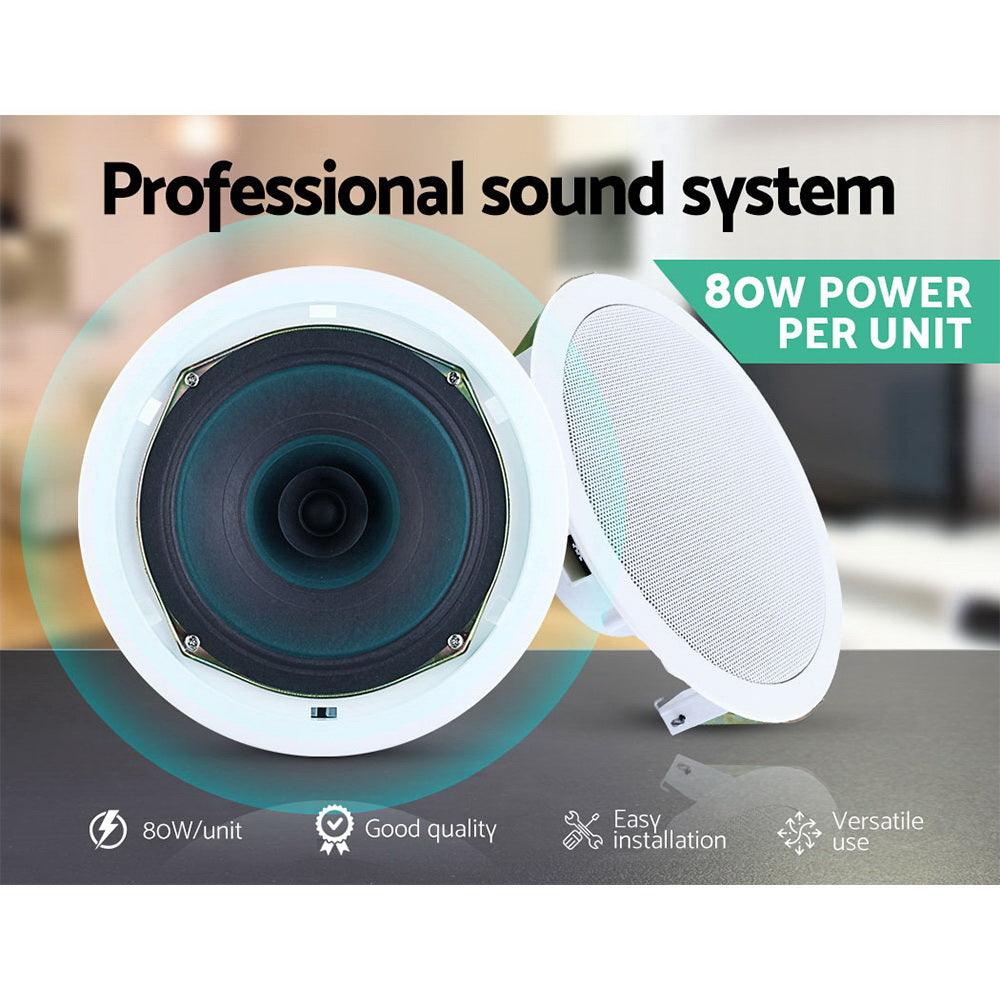 Buy 2 x 6" In Ceiling Speakers Home 80W Speaker Theatre Stereo Outdoor Multi Room discounted | Products On Sale Australia