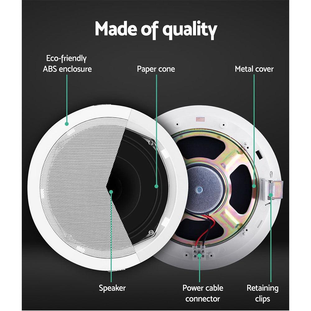 Buy 2 x 6" In Ceiling Speakers Home 80W Speaker Theatre Stereo Outdoor Multi Room discounted | Products On Sale Australia