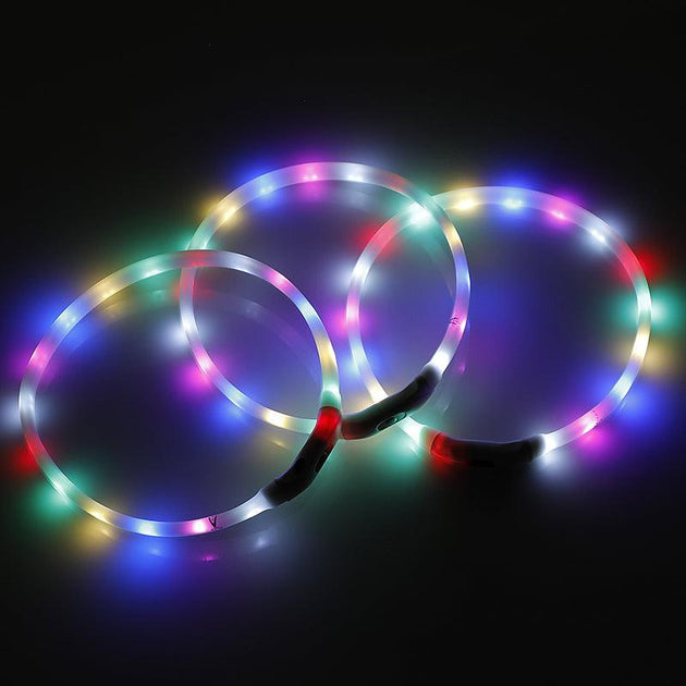 Buy 2 X YES4PETS Small 40CM LED Dog Collar USB Rechargeable Night Glow Flashing Light Up Safety Pet Collars discounted | Products On Sale Australia